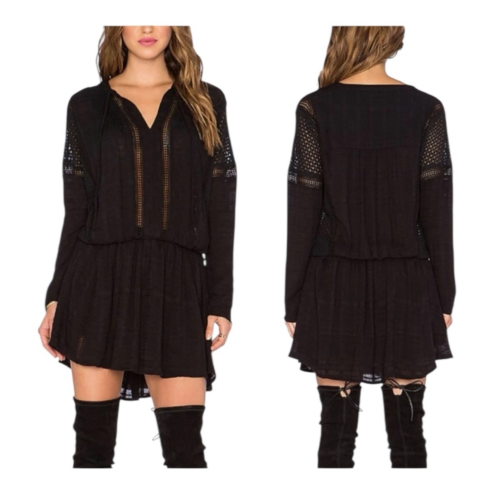 Free People Nomad Peasant Dress In Black Size XS
